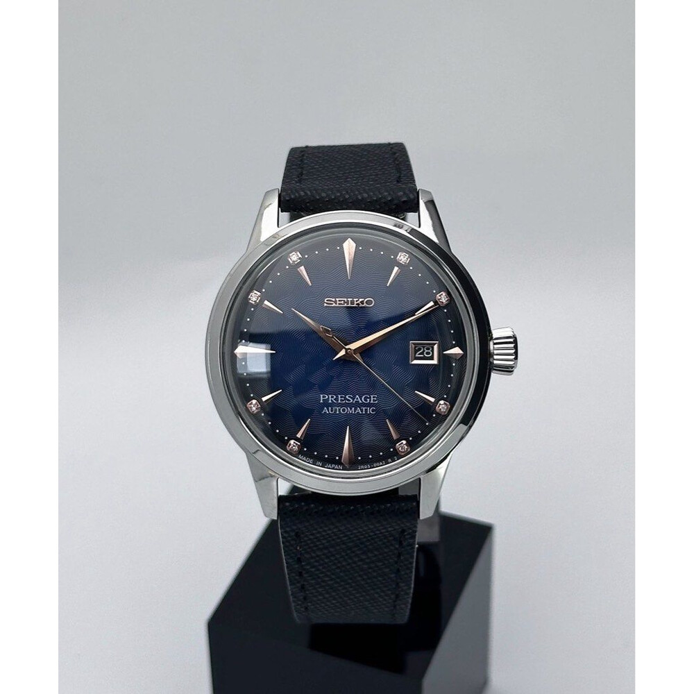 Custom Seiko Mod • Blue Black Sakura Presage with Rose Gold Accent • 40.5mm